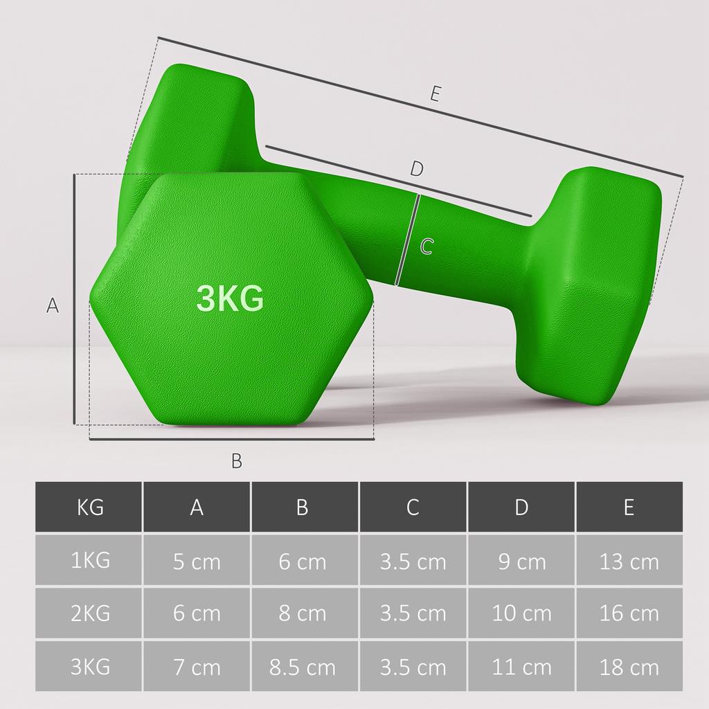 2 X 1kg, 2 X 2kg, 2 X 3kg Dumbbells Set with Dumbbell Rack, Hand Weights for Home Gym Training