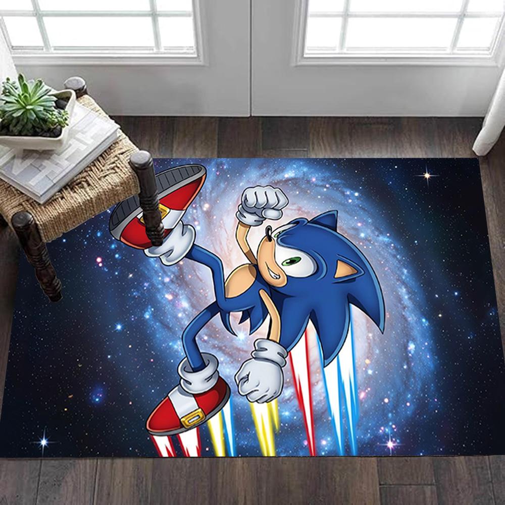 Sonic The Hedgehog Poster Decoration,Carpet,Living Room,Bedroom, Non-slip,Square rug