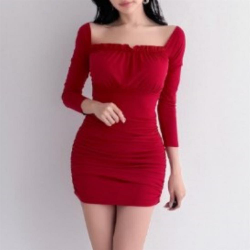 New Arrivals Open Run Women Slim Fit Off Shoulder Side Shirring Mini Dress
