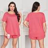 Oversized Summer Pajama Set for Women Plus Size Sleep Lounge Wear Short Sleeve Shirt and Short Pants Round Neck Two Piece