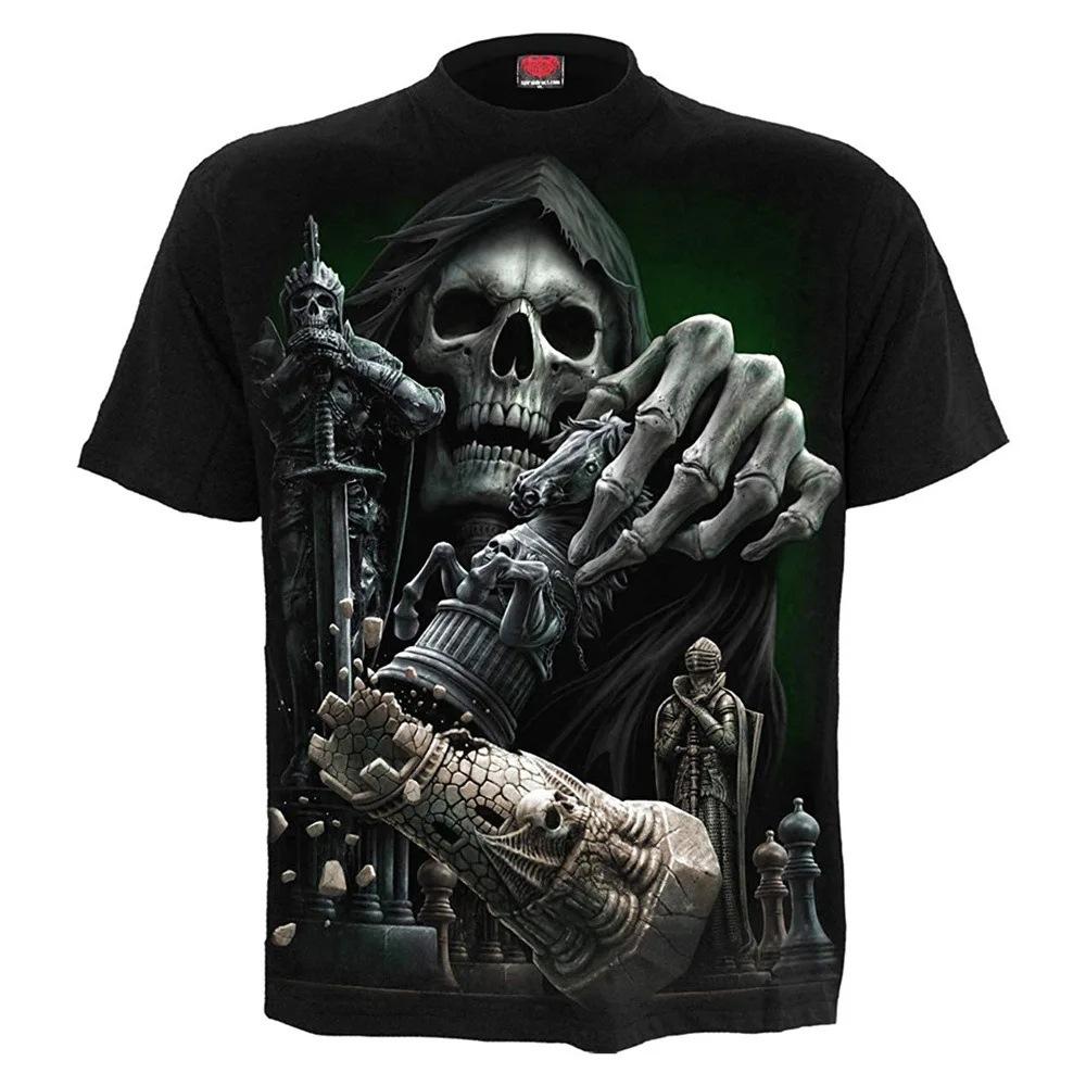 Death God Skull 3D Printed Men's Casual Round Neck Short Sleeved T-shirt