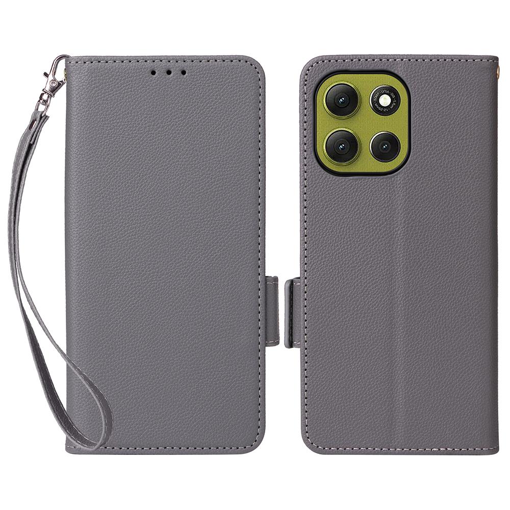 For Motorola Moto G86 5G Case with Wrist Strap Litchi Texture PU Leather Wallet Phone Cover