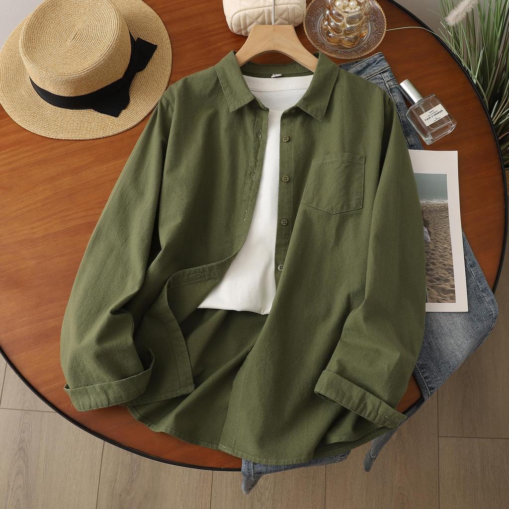 2025 A/W Women's Loose Pure Cotton Brushed Thickened Long Sleeve Casual Shirt