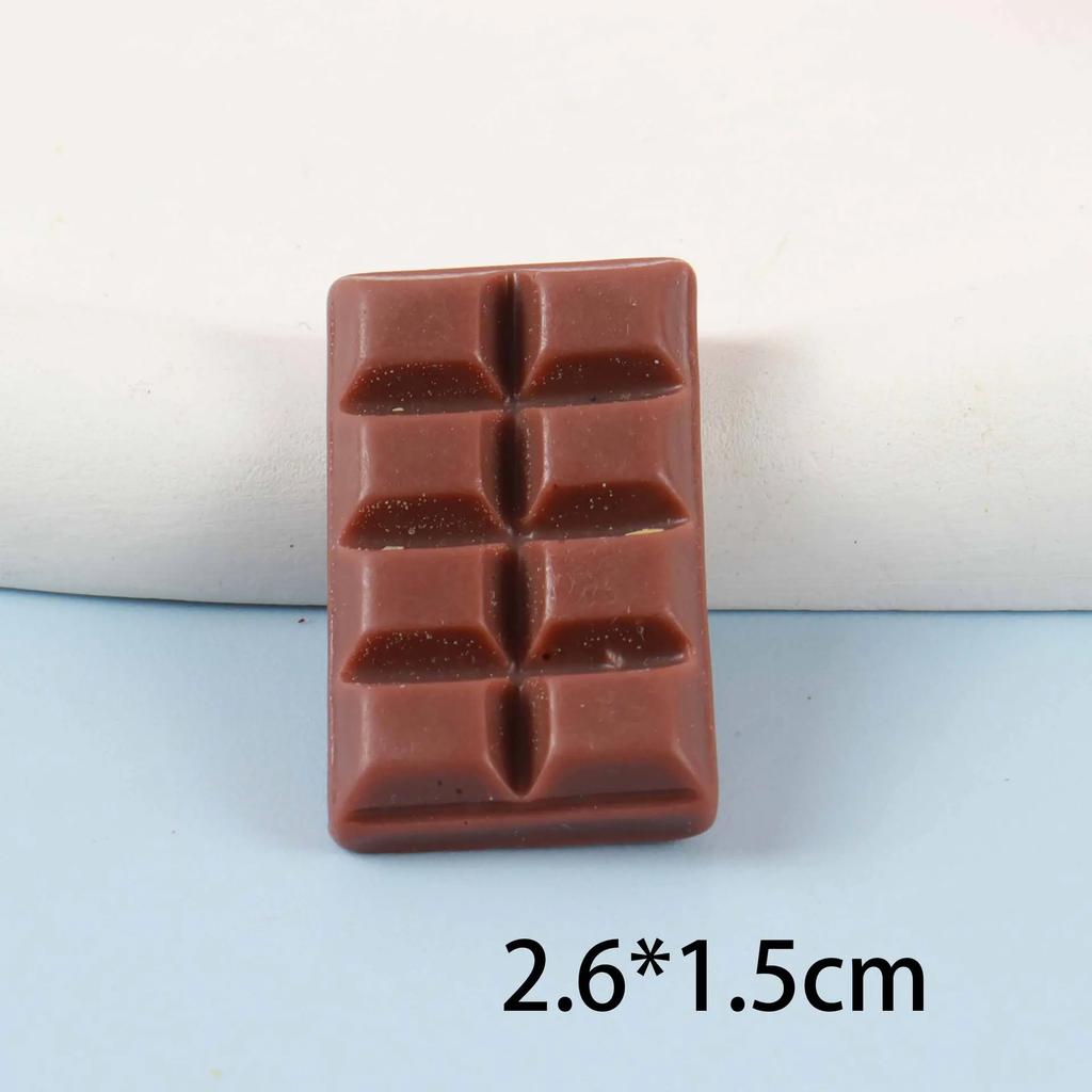 10Pcs Artificial Resin Chocolate Cake Flatback Flat Back Cabochon DIY Dollhouse Food Ornament Miniature for Phone Case Jewelry
