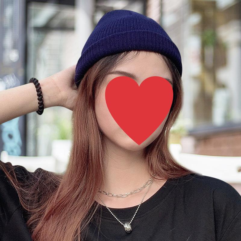 Hat Men's Autumn and Winter Short Melon Hat Knitted Wool Hat Hip Hop Street Hooligan Hat Yuppie Bag Head Cold Hat