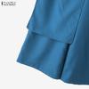 ZANZEA Womens Casual Elastic Waist Loose Layered Wide Leg Cropped Pants