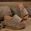 Leopard Print Platform Slide Sandals Women's Thick Sole Open Toe Wedge Heel Slippers for Women Casual Daily Wear Pantuflas Mujer