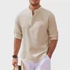 European and American Men's Long-Sleeve Stand-Up Collar Pineapple Check Shirt
