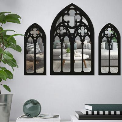 3 Stück Gothic Spiegel Wanddeko Bogenförmiger Deko Spiegel Wandmontiert Goth Raumdeko Vintage Kathedralenfenster Spiegel Eingangspiegel