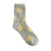 Women’s Fluffy Flower Sleep Socks – Beige & Green (2-Pack)