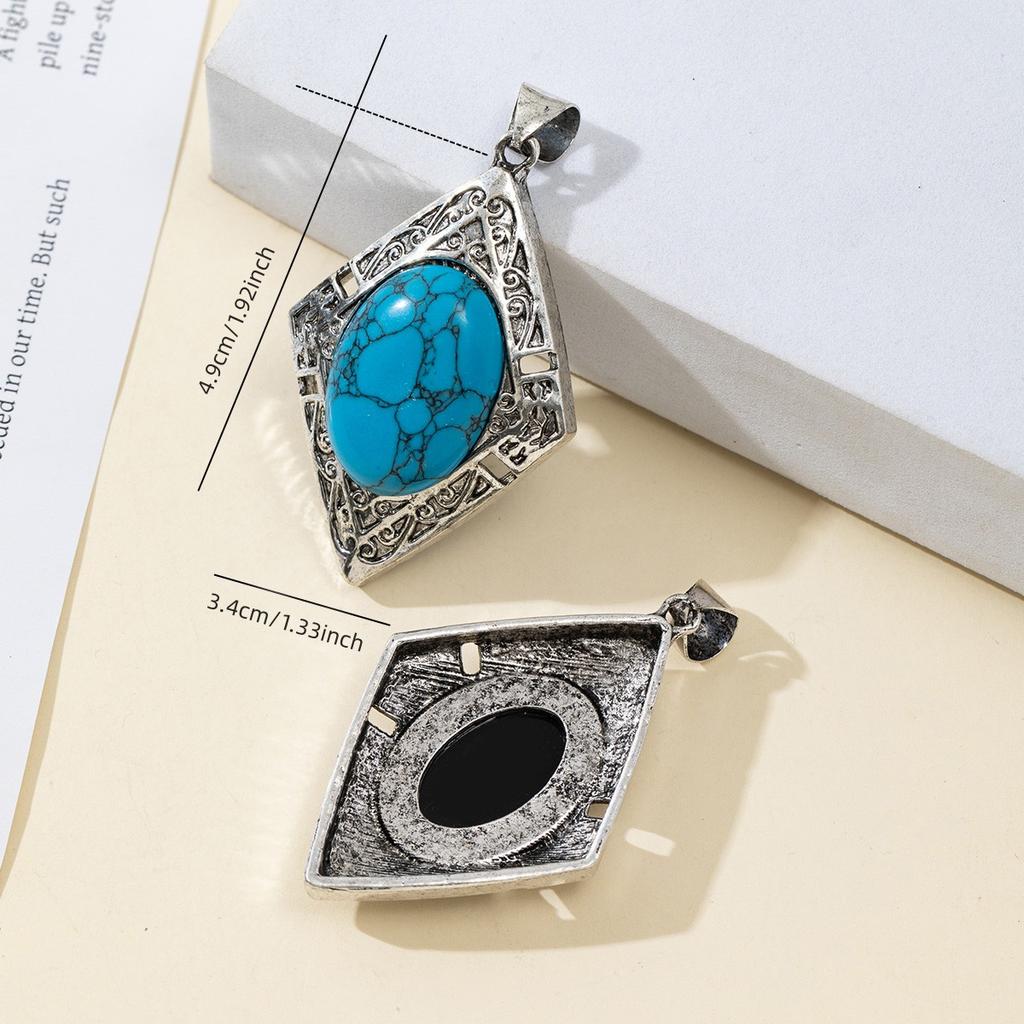 1Pc, Reiki Healing Crystal Pendants Charms, Elegant Rhombus Natural Gemstone Pendant Necklace - Unique Handmade Jewellery, DIY Gifts for Women Men