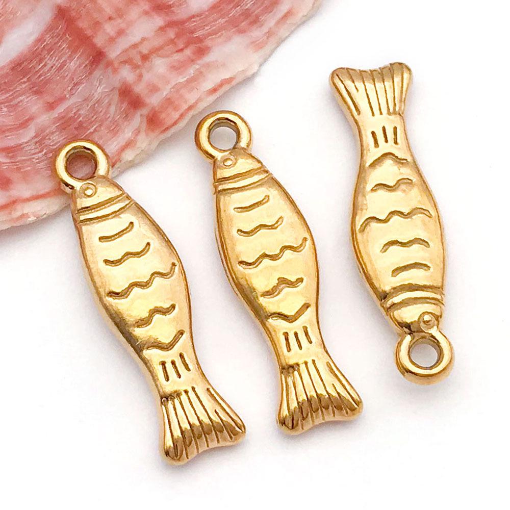 Stainless Steel Tropical Fish Goldfish Pendant Charm for DIY Jewelry.
