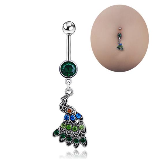 

Павлин Многоцветный Rhinestone Belly Bar Кольца для пупка Женщины Пирсинг Ювелирные изделия