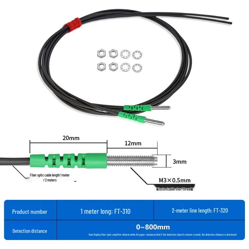 High-Speed M3M4M6 Fiber Optic Sensor with Diffuse Reflection, Through-Beam, Elbow, Straight Head, & Coaxial Probe