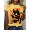 Anime Cat and Duck 3D Printed Pattern T-shirt for Women, Fashionable and Casual Cartoon Plus Size Short Sleeved Top T-shirt for Women, Clothing Animal