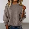 Fall Winter Women's Solid Color Crew Neck Loose Sweater, Casual Fashion Versatile Top for Women