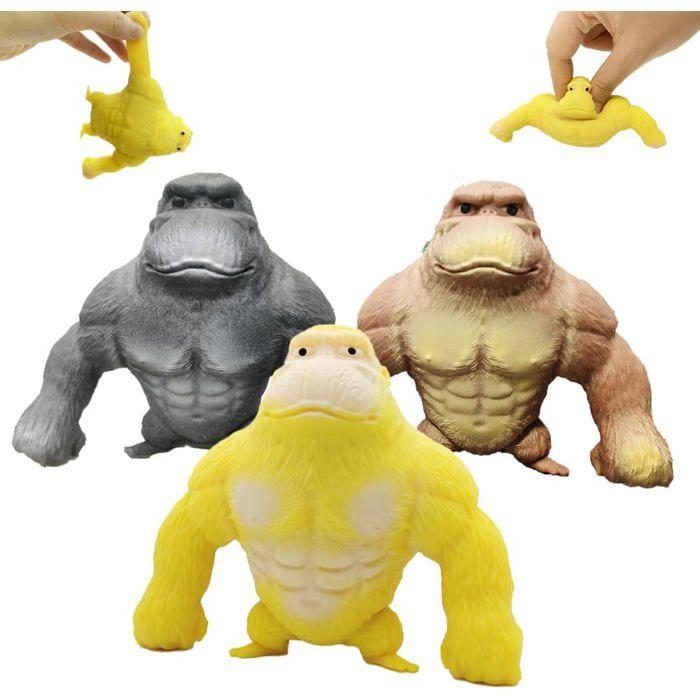 Lg-Expro Set Of 3 Stretchy Rubber Gorilla-Shaped Stress Toys, Filled With Sand, For Stress Relief. Sensor Toys,T
