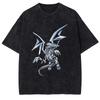 Classic Anime Yugioh Dark Magician  Manga Graphic Print T-Shirt Men Women Vintage Washed Cotton Summer New Tee Streetwear Fashion Oversized Top