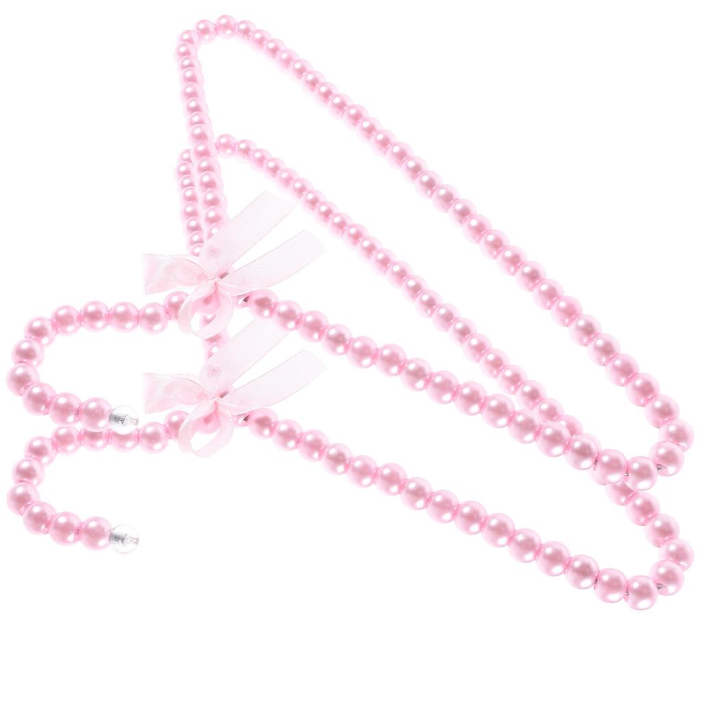2Pcs Mini Pearl Beaded Clothes Hangers Closet Organizer Skid Resistant Small Clothes Hanger Pink Hangers