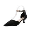 Women's Sandals Pointed Tip Buckle Side Cutout High Heels Women Sexy Solid Color Anti-slip Leisure Sandalias De Mujer