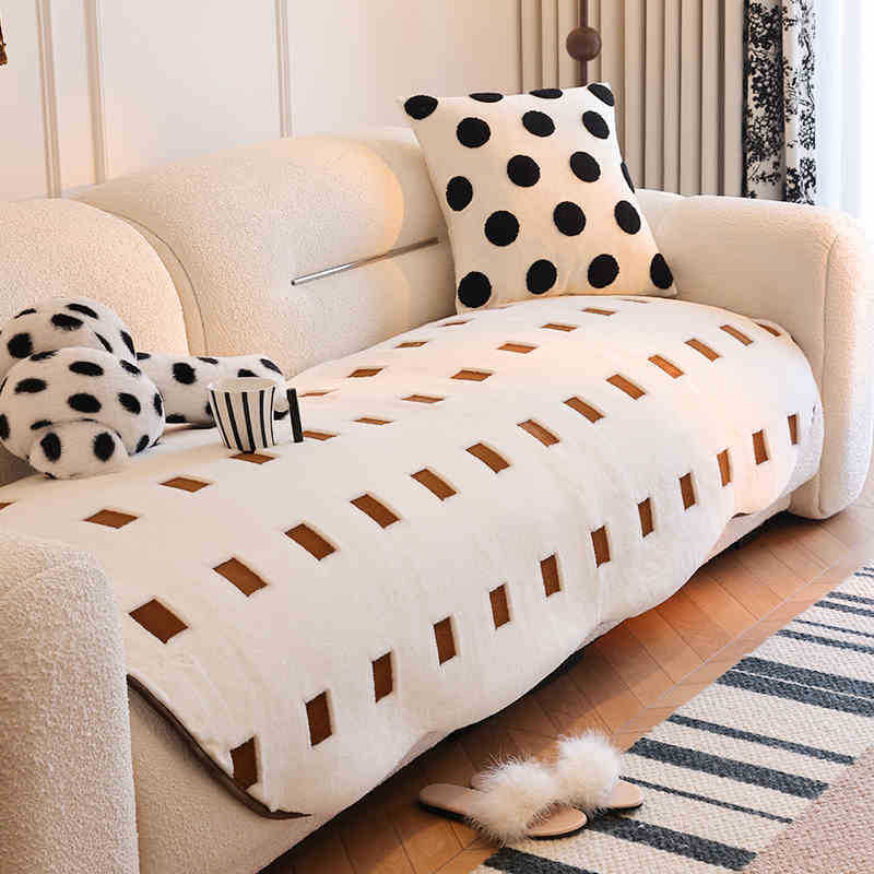 

Подушка для дивана с нерегулярной сеткой, зимняя теплая плюшевая накидка на диван из овечьей шерсти, утолщенная универсальная подушка для сиденья дивана на все сезоны, противоскользящая накидка на диван 45x45 pillowcase 1pcs