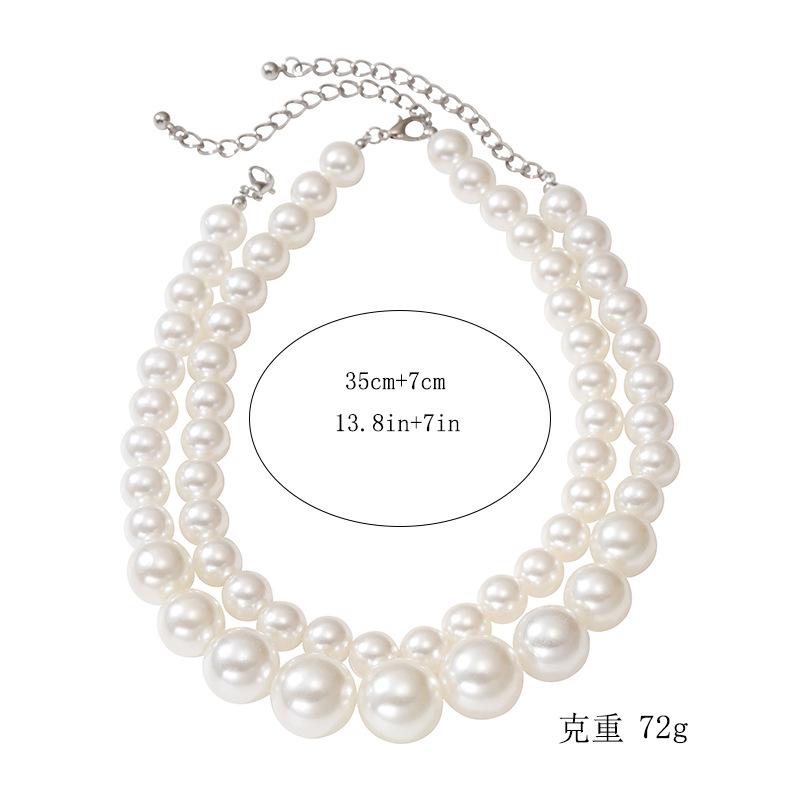 Jewelry Exaggerated Large Pearl Temperament Choker Versatile Light Luxury Collarbone Chain Multi-layer Beaded Necklace Female