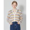 Ozoc V Neck Color Stripe Cardigan