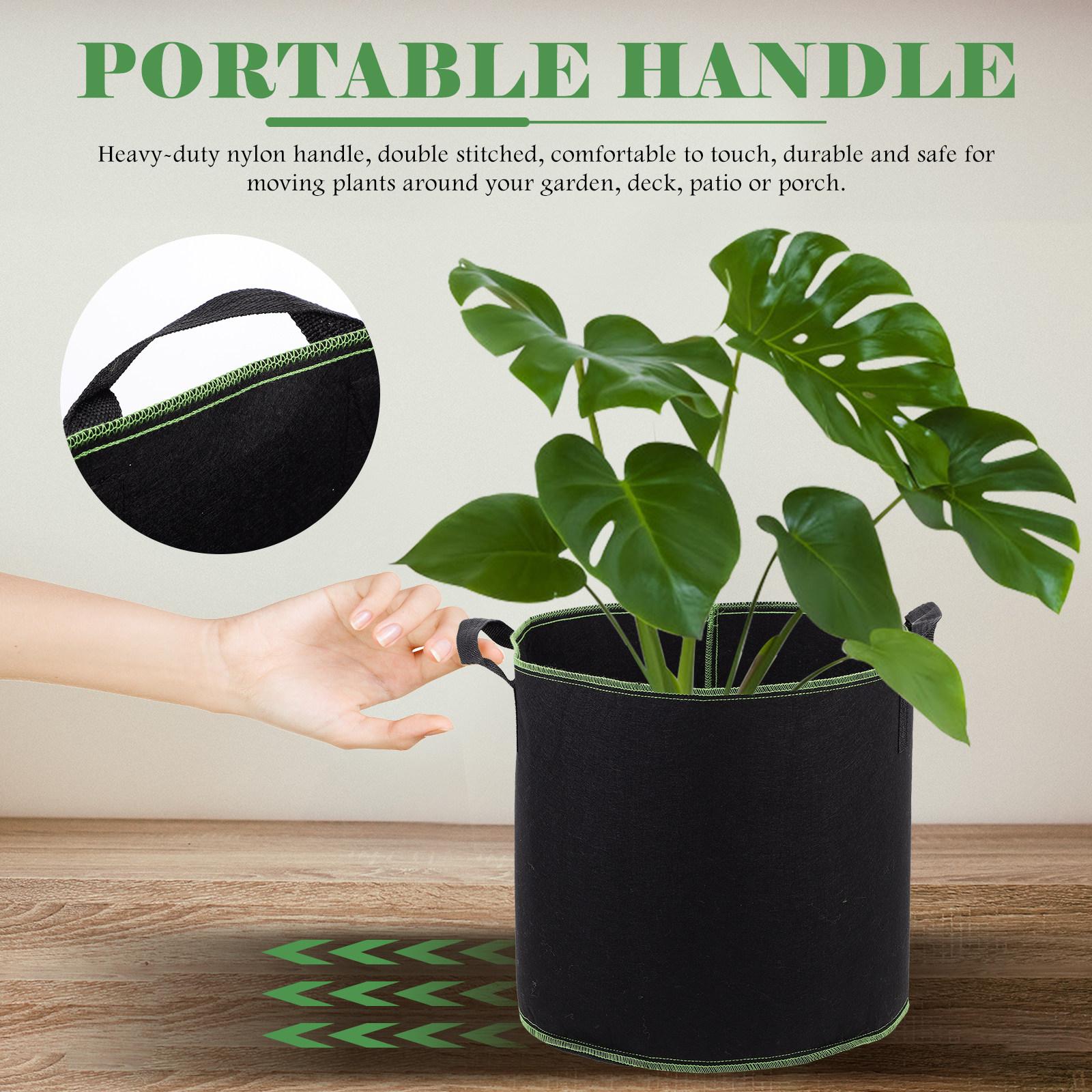 

5Pcs Premium Non-Woven Plant Growing Bags Heavy Duty Drainage Retention Garden Plant Pouches for Balcony Farm Outdoor Use 28X28X26CM
