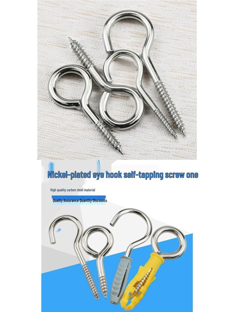 Nickel-Plated Self-Tapping Eyelet Hook Screw