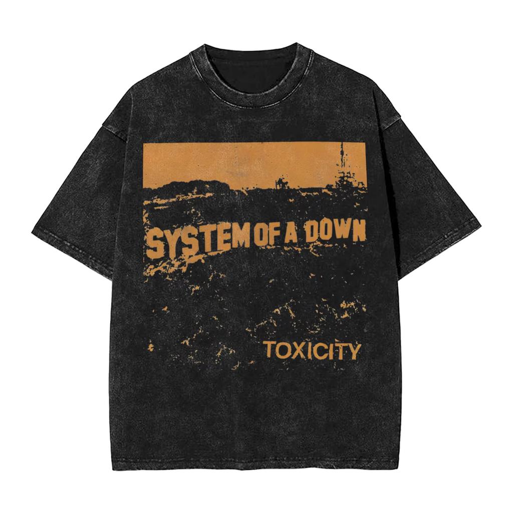 Rock Washed T Shirts Streetwear T-Shirt SYSTEM OF A DOWN SOAD Tee Shirt for Men Women 100% Cotton Harajuku Printed
