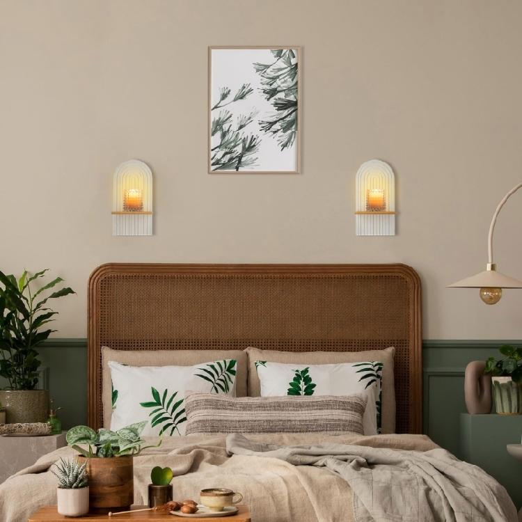 2Pieces Bohemian Wall Shelf Floating Shelves Decorative Storage Display Rack Hanging Shelf for Bathroom Bedroom Decors