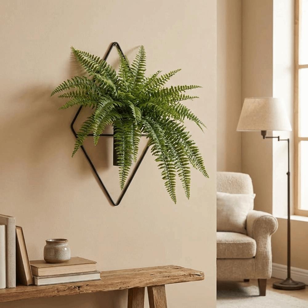 2PCS Iron Rhombus Hanging Flower Vase Decorative Wall Mount Flower Vase Wall Hanging Vase Bedroom