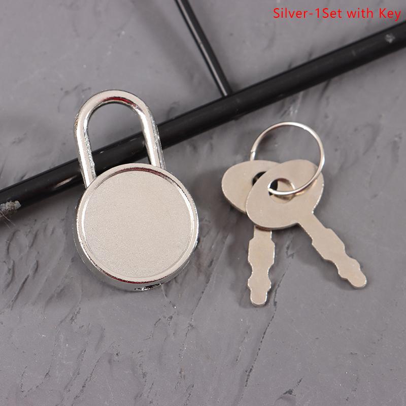 Mini Round Shape Padlock Luggage Hardware Locks W/Keyfor Jewelry Box Suitcase