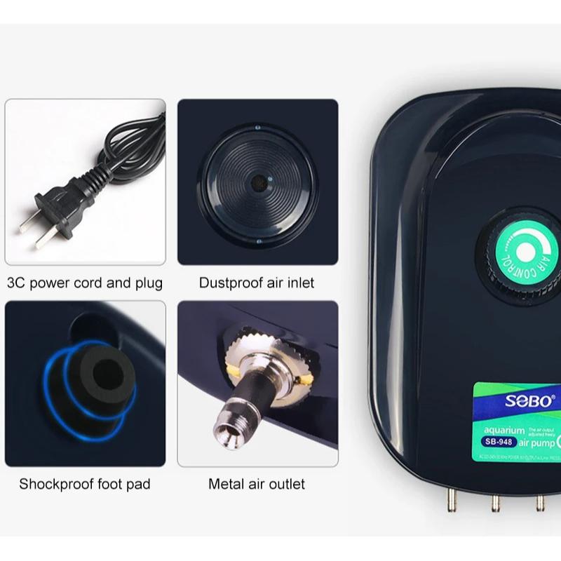 Silent Aquarium Oxygen Air Pump Fish Tank Adjustable Volume Oxygenator Air Compressor Aerator