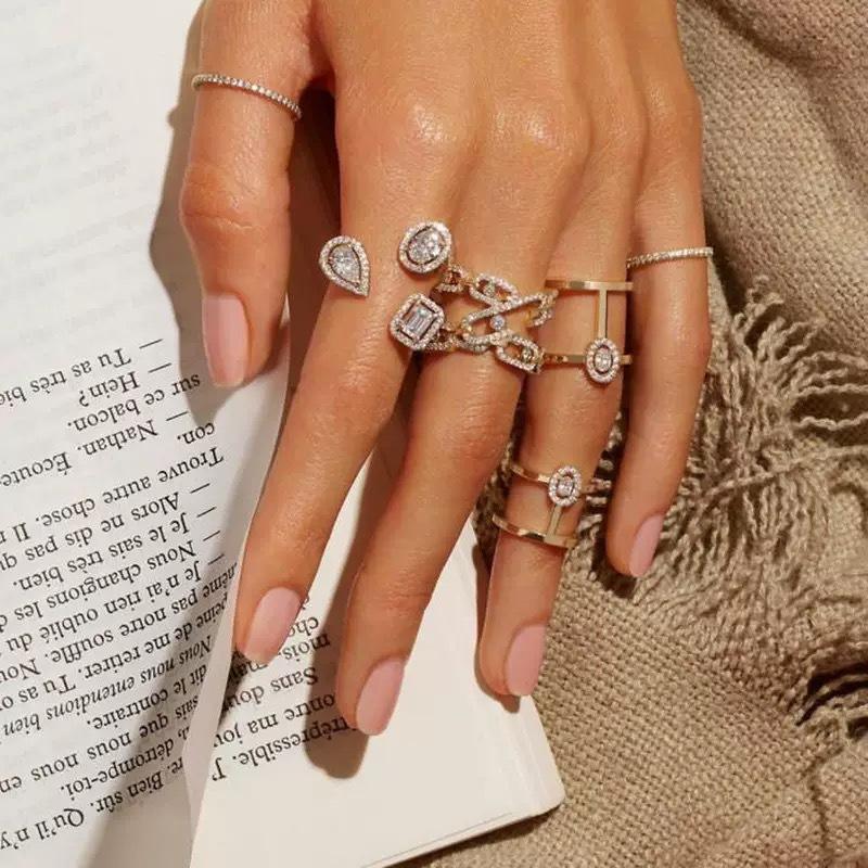 Unisex Index Finger Open Ring Cross-border Fashion Zircon Niche High-end Versatile Temperament Jewelry For Daily Matching