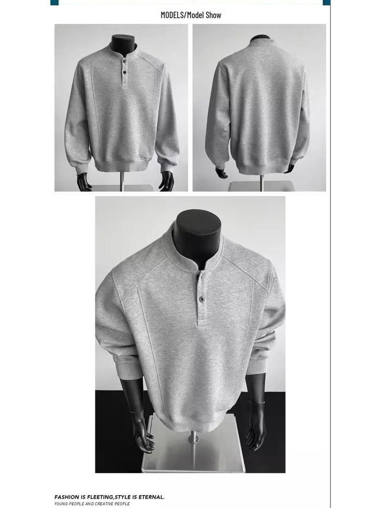 Men's Half-High Collar Hoodie: Autumn/Winter American Style, Heavyweight, Trendy Long Sleeve Top