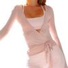 Top Sportivo da Donna a Maniche Lunghe Maglione alla Moda con Lacci