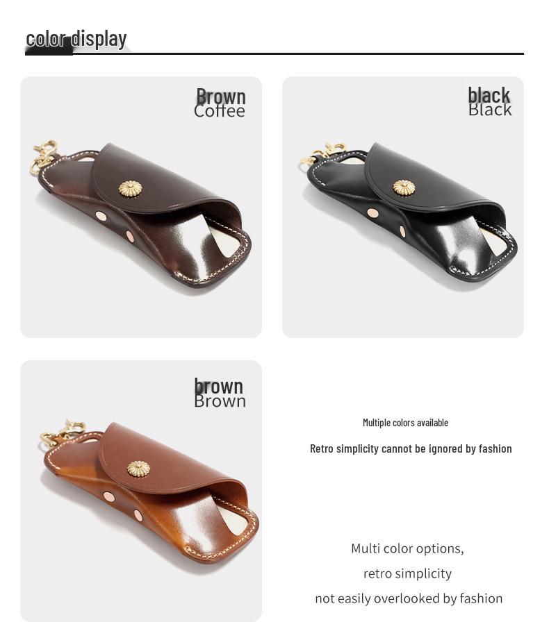 Neues Brillenetui aus Top-Layer-Rindsleder - Tragbare Aufbewahrungstasche für Sonnenbrillen