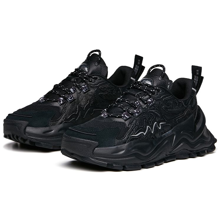 Anta Durable Non-Slip Trendy Casual Dad Shoes Women Sneakers Black Silver 922138846-2