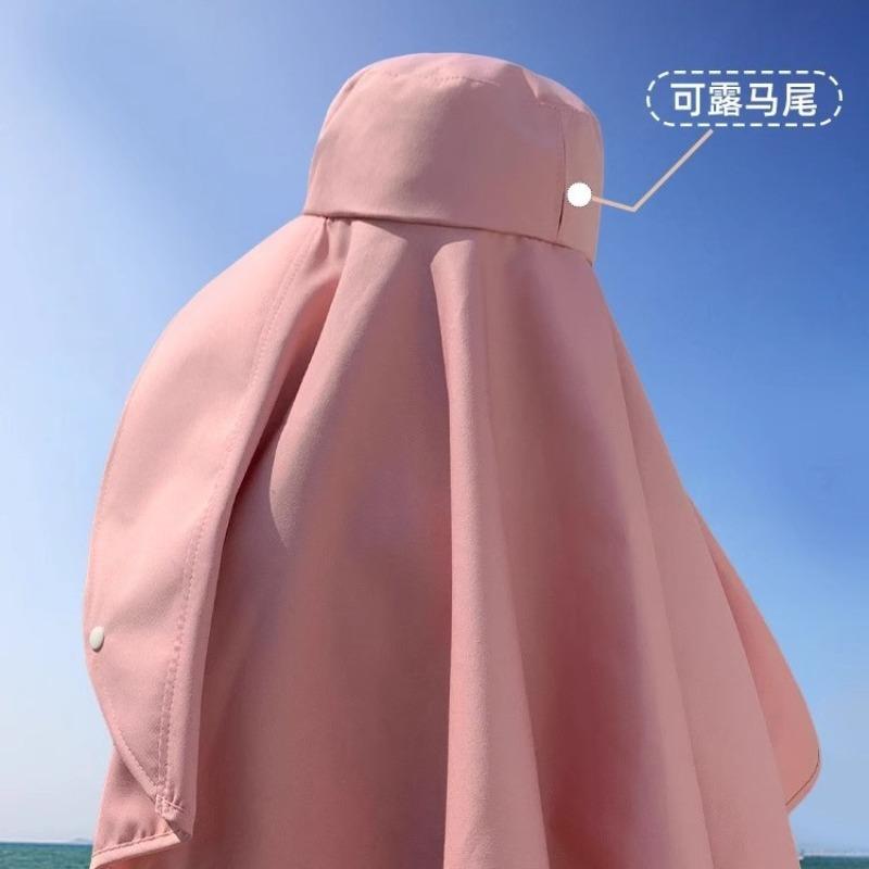 New Neck Protection Shawl Integrated Sun Protection Sun Hat Women's Spring and Summer Protection Anti-purple Line Shawl Cap Equestrian Hat