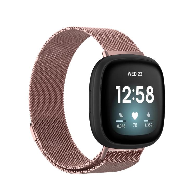 For Fitbit  Versa 4 / 3 Milanese Magnetic Metal Weave Watchband, Large Size