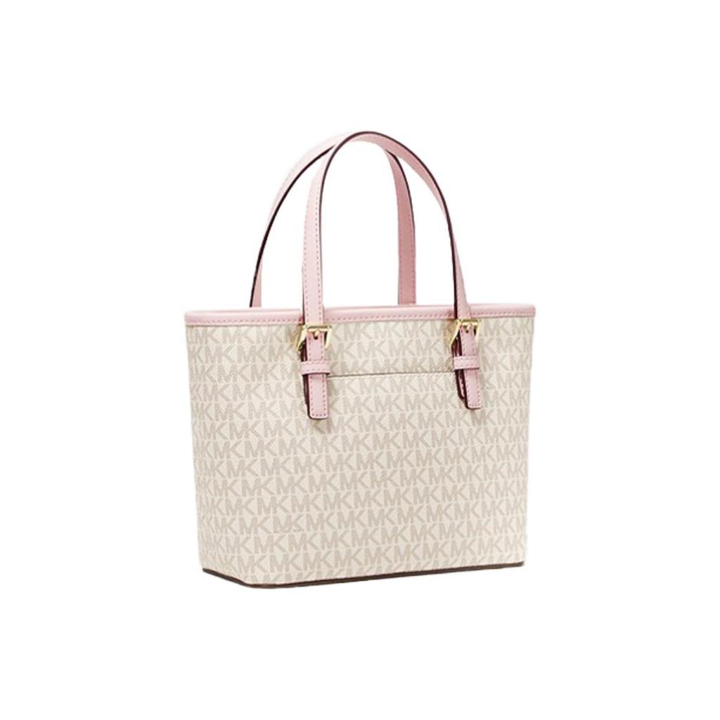 Michael Kors MK Jet Set Monogram Color Block Commuter Leather Tote Bag Women Tote Vanilla-White 35T9GTVT0B-640