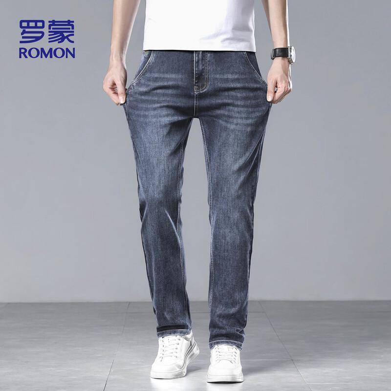 ROMON Men's 882 Loose Straight-Leg Stretch Jeans
