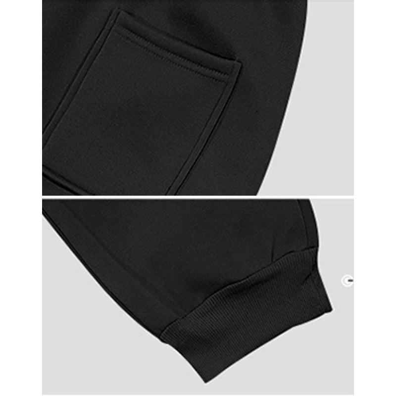 Mens Heavyweight Fleece Loose Hooded Sweatshirt And Pants Casual Sport Two Piece Set