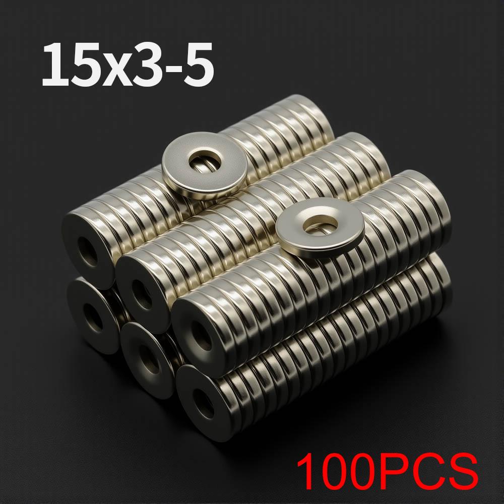 15x3-5mm Powerful with holes Neodymium Magnet N35 NdfeB Permanent Magnetic imanes Round Super Strong Fridge Magnets DIY