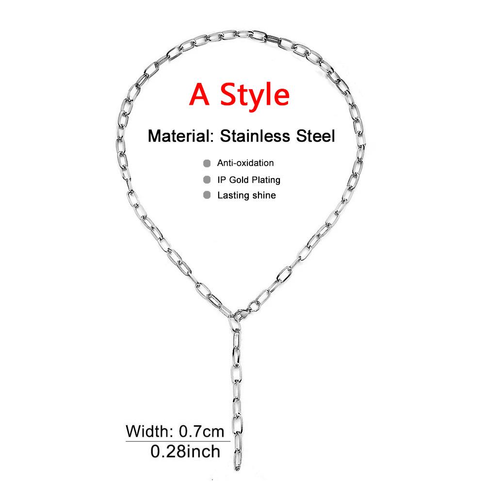 

Минималистичное колье-чокер из нержавеющей стали с квадратной цепочкой для женщин - Модные хип-хоп украшения