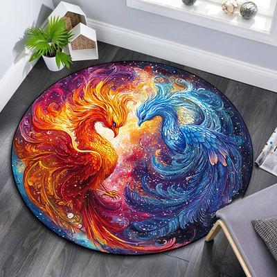 Phoenix Art Round Area Rug,Carpet Rug for Living Room Bedroom Sofa Playroom Decor,Non-slip Floor Mat