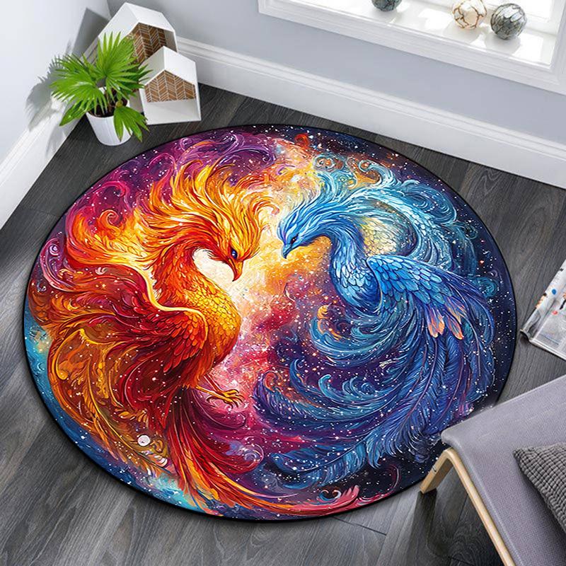 

Phoenix Art Round Area Rug,Carpet Rug for Living Room Bedroom Sofa Playroom Decor,Non-slip Floor Mat 80cmx80cm