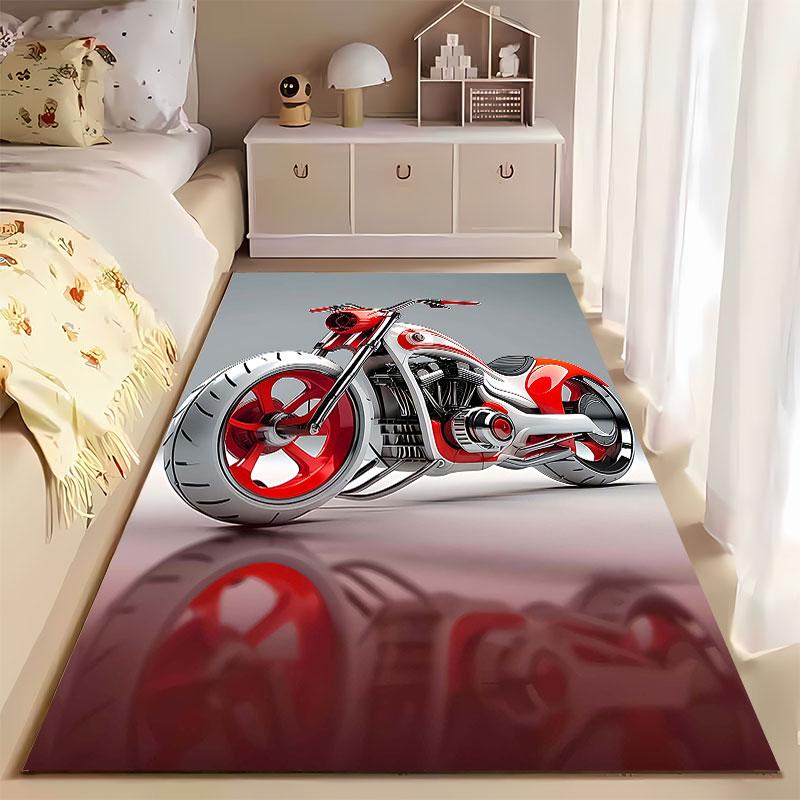 Red and White Custom Motorcycle Suitable As a Non-slip Mat for the Living Room or Bedroom Sofa