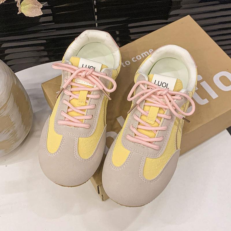 Versatile flat-bottomed German training Forrest Gump shoes color matching little white shoes women's 2025 spring new retro lace-up casual sports shoes